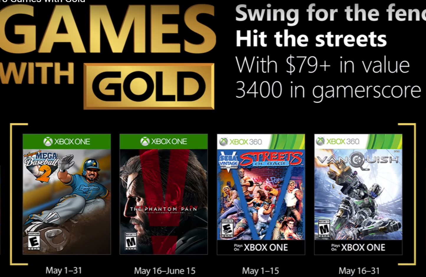 May Games with Gold Metal Gear Solid 5, Super Mega Baseball 2, Streets